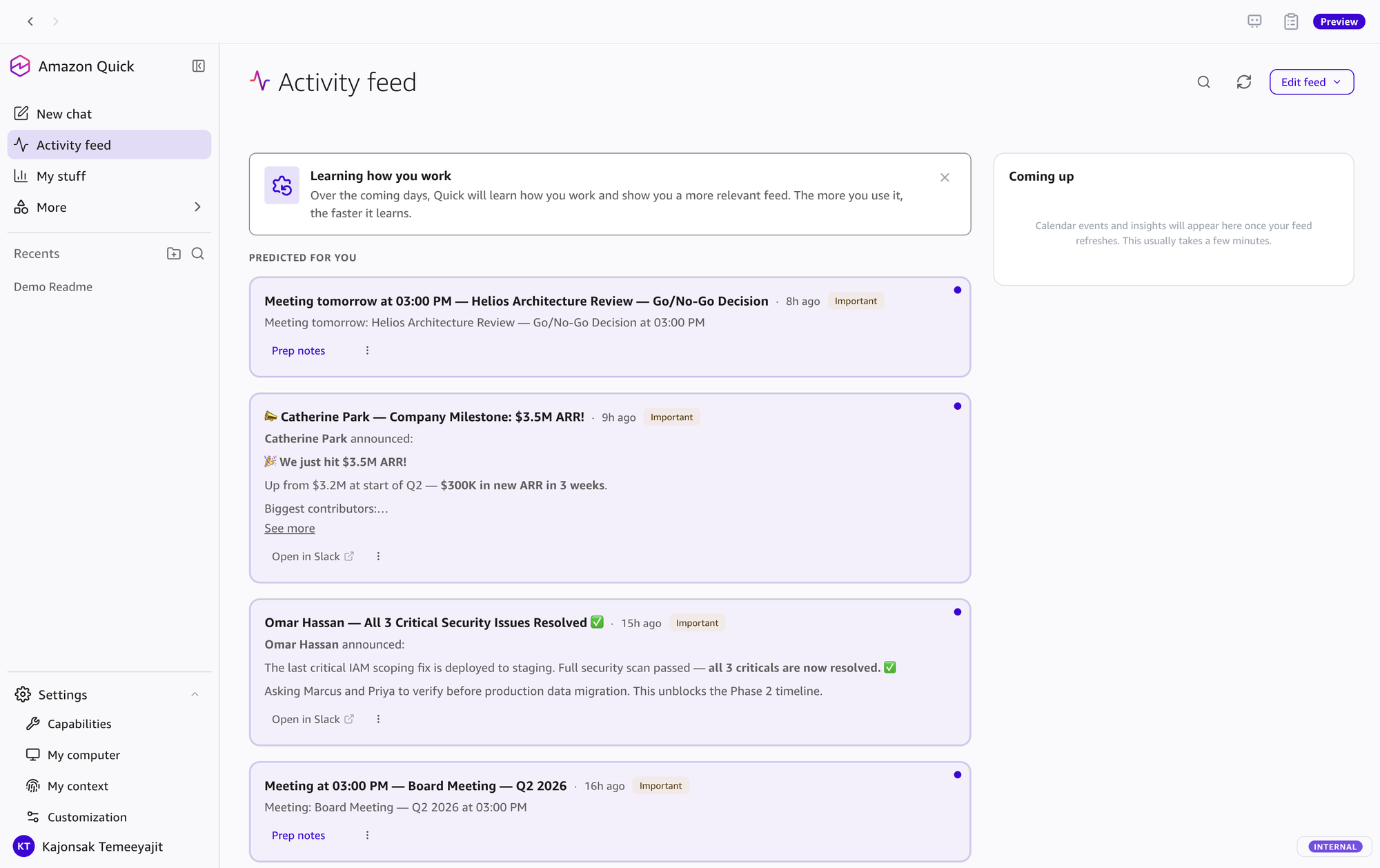 Activity Feed — Full Page View