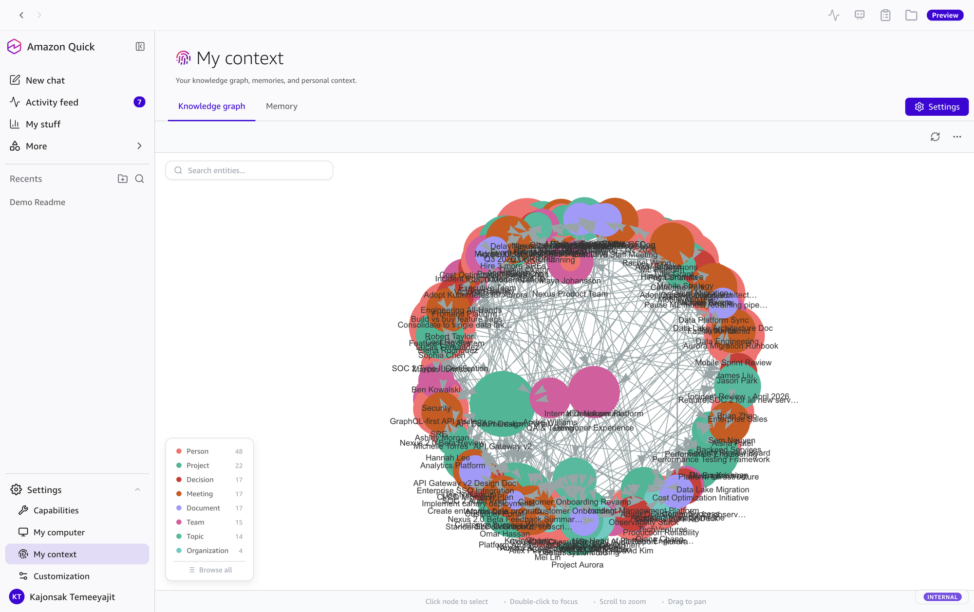 Settings → My Context — Knowledge Graph