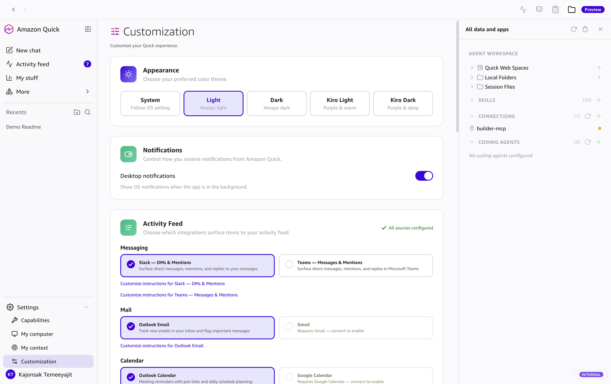 Top-right panel: All Data & Apps